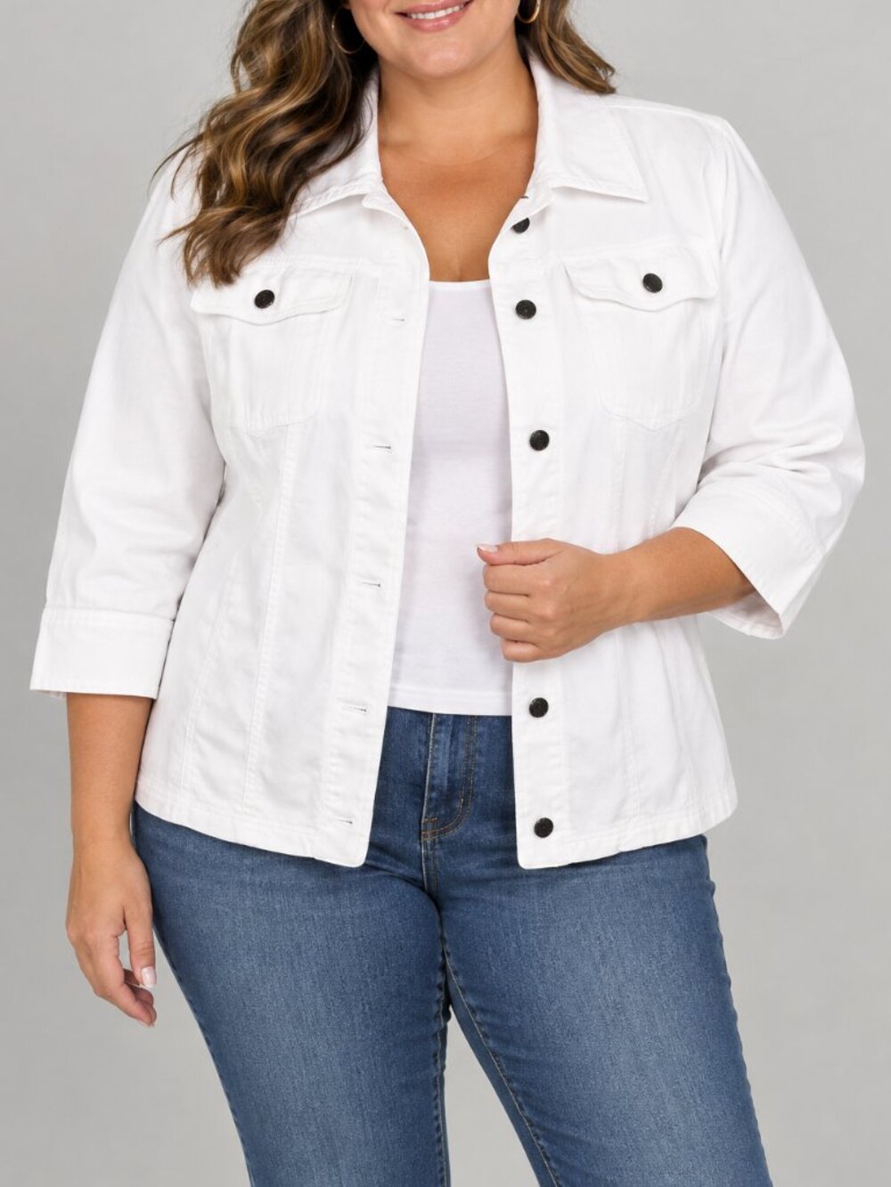 CJ Banks White Stretch twill jacket